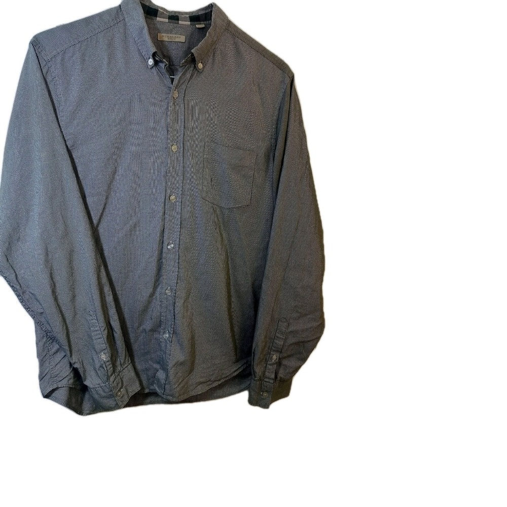 Burberry Brit Men's M Black White Check Dress Shirt Button-Down Long Sleeve